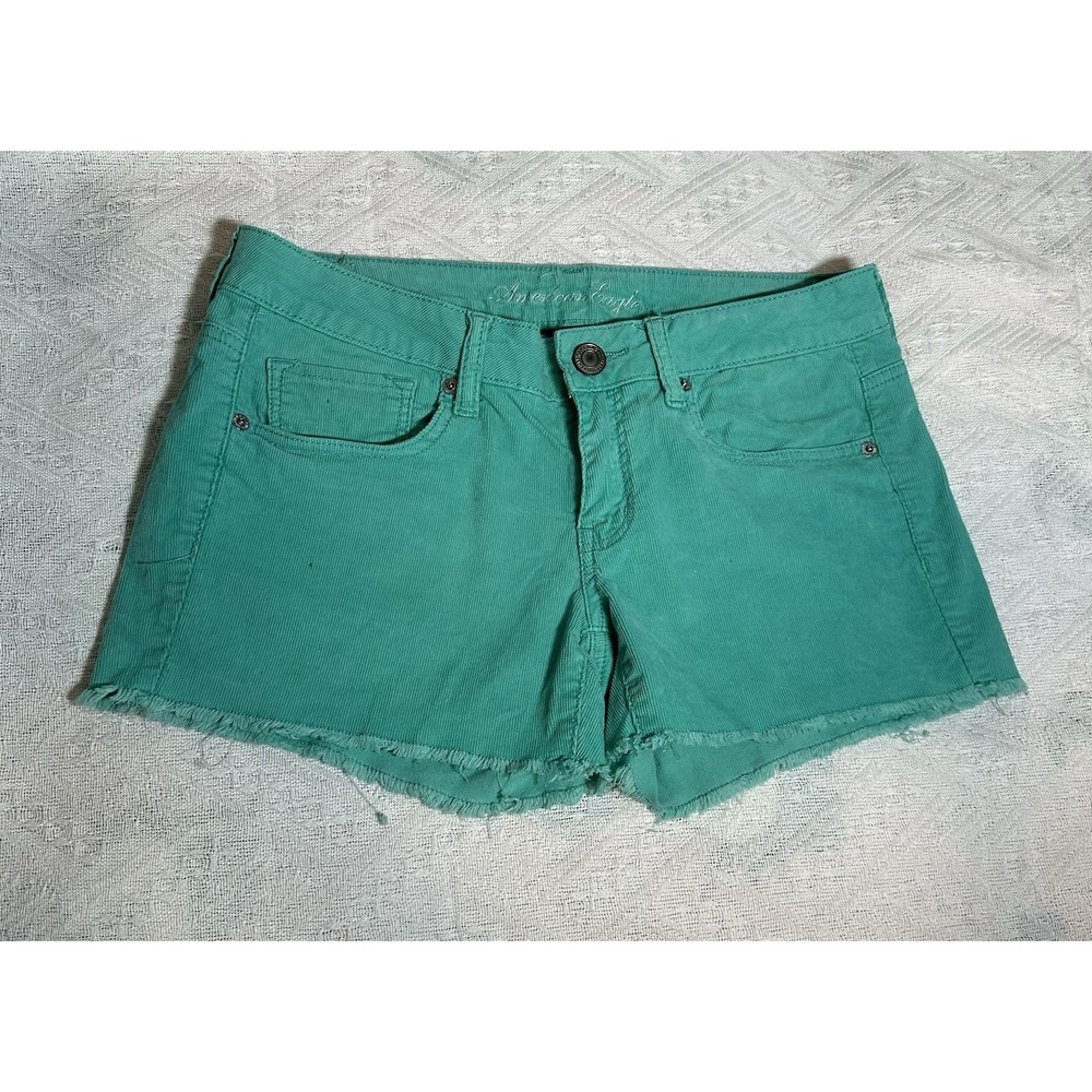 American eagle women's green corduroy shorts size 6